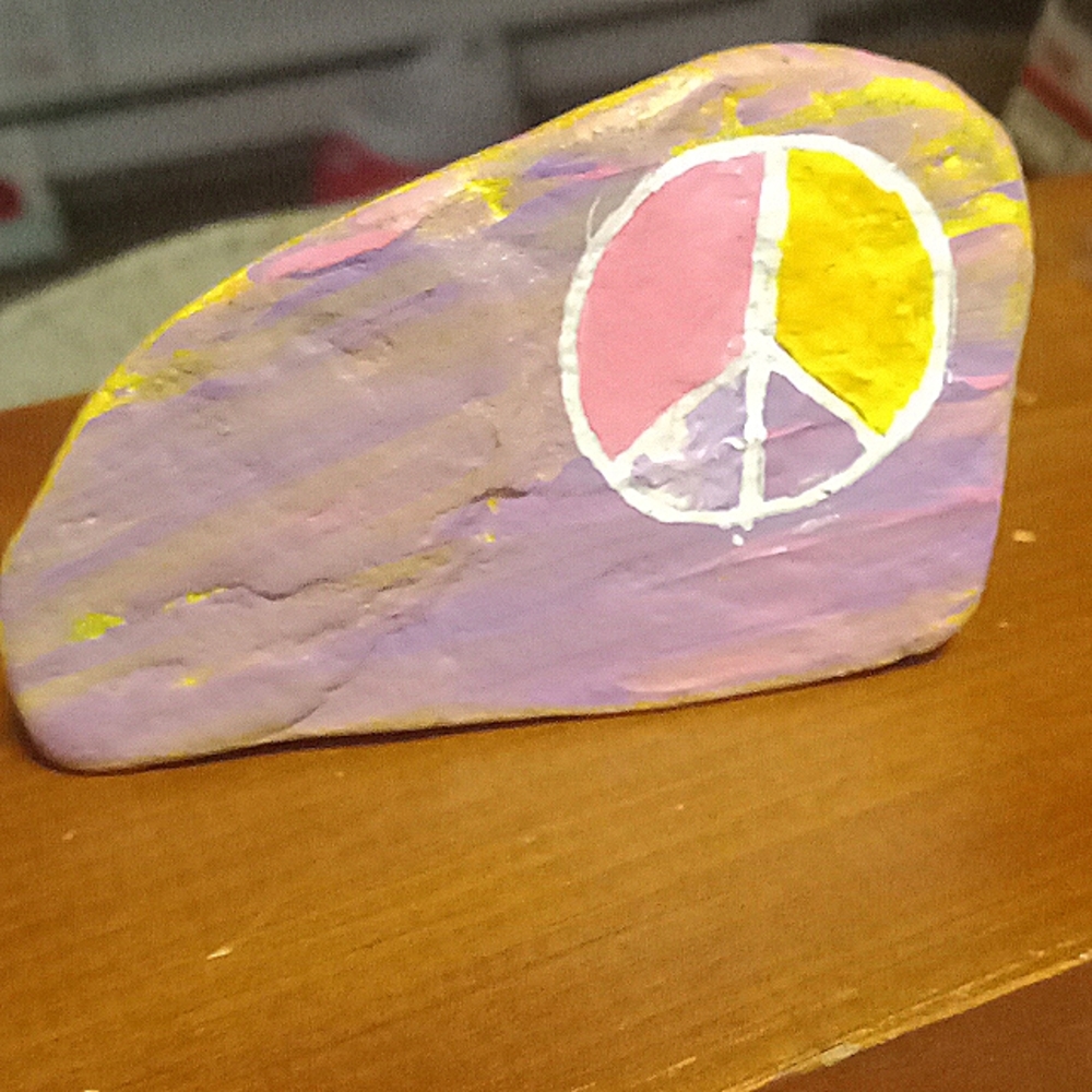 Self Standing Rock Art Stone Art River Rock Art Peace sign